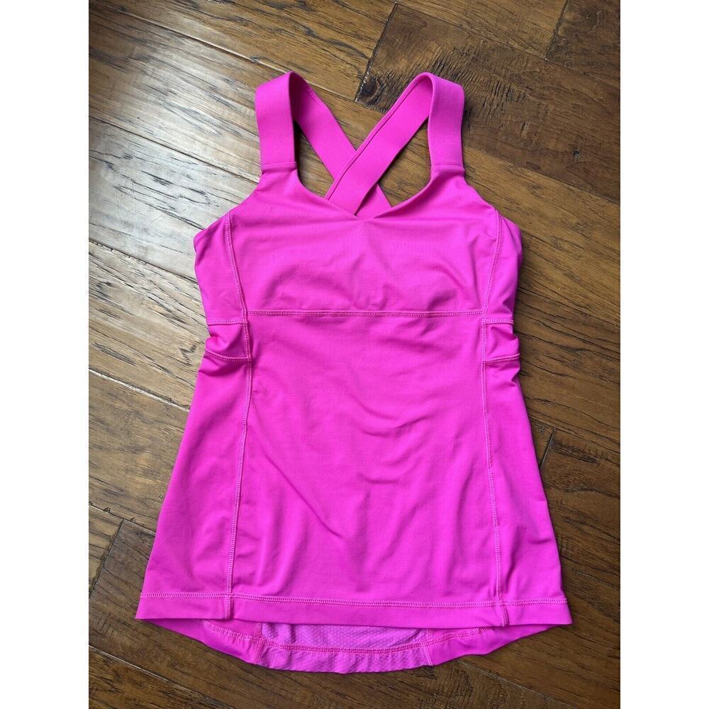 Lululemon Push Ur Limits Tank in Paris Perfection HOT PINK Size 6 Pads Included - Picture 4 of 6